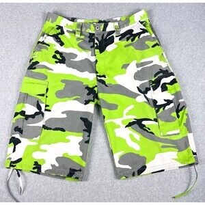 Regal Wear Shorts Mens 38 Green Black Camo Cargo Pockets Streetwear Y2K 34 Waist